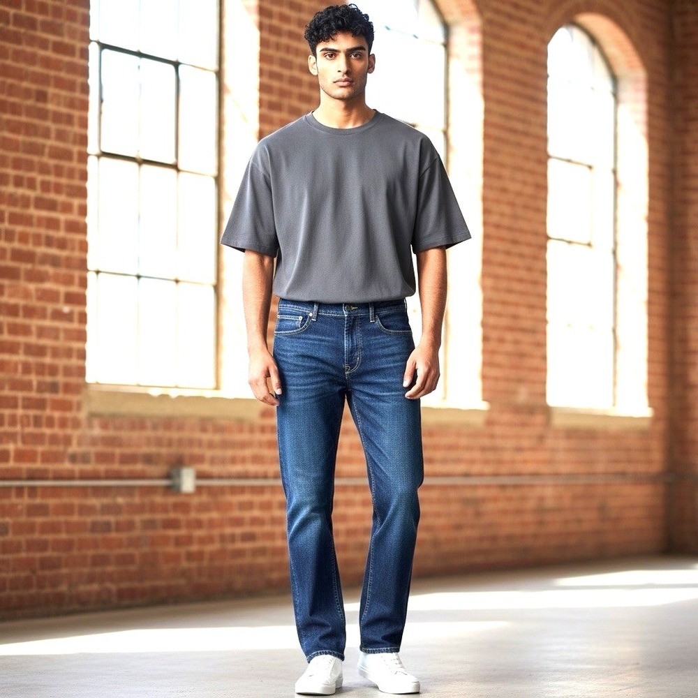 Hudson Byron Straight Distressed Medium Wash‎ Denim Jeans 38/32 Actual
